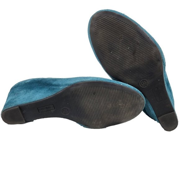 Merona Faux Suede Wedges Teal 9.5 - Picture 7 of 8